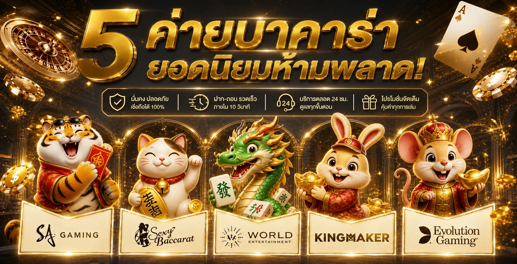 ห้าค่ายคาสิโนยอดนิยมบน EZBET678